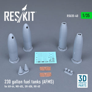 RESKIT RSU35-0040 230 GALLON FUEL TANKS (AFMS) FOR AH-64, MH-60L, UH-60A, HH-60 (2 PCS) (3D PRINTED) 1/35 – zdjęcie 2