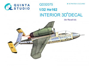 Intérieur imprimé en 3D et coloré sur papier décalcomanie Quinta Studio QD32075 He 162 (pour maquette Revell) 1/32