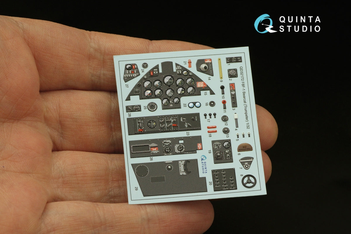 Quinta Studio QD32172 F8F-1 Bearcat 3D-Printed coloured Interior on decal paper (Trumpeter) 1/32 – zdjęcie 4