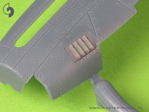 Master AM-72-176 P-51 Mustang - pokrywa wlotu powietrza do gaźnika - typ z żaluzjami dla RAF - wersja B (do modelu Eduard) 1/72