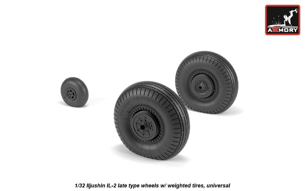 Armory Models AW32016 Iljushin IL-2 Bark late type wheels w/ weighted tyres 1/32 – zdjęcie 2