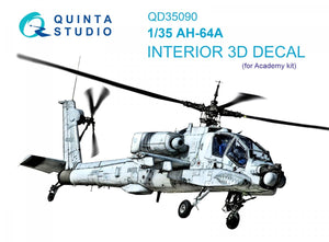 Quinta Studio QD35090 AH-64A 3D-Printed &amp;amp; coloured Interior on decal paper (Academy) 1/35