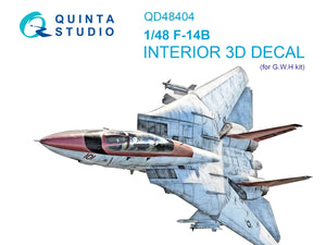 Quinta Studio QD48404 F-14B 3D-Printed &amp;amp; colored Interior on decal paper (GWH) 1/48