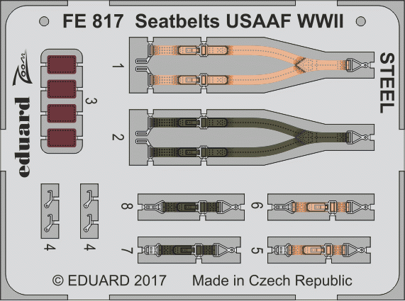 Ceintures de sécurité Eduard FE817 USAAF Seconde Guerre mondiale Acier 1/48