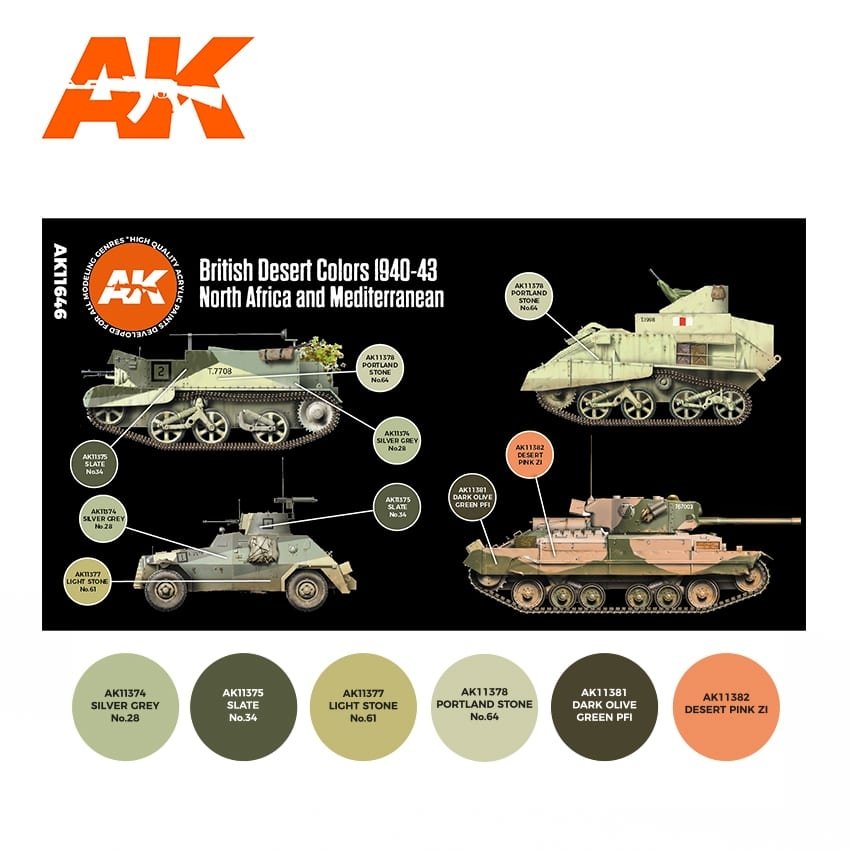 AK Interactive AK11646 3G BRITISH DESERT COLORS NORTH AFRICA AND MEDITERRANEAN 1940-1943 6x17ml – image 2
