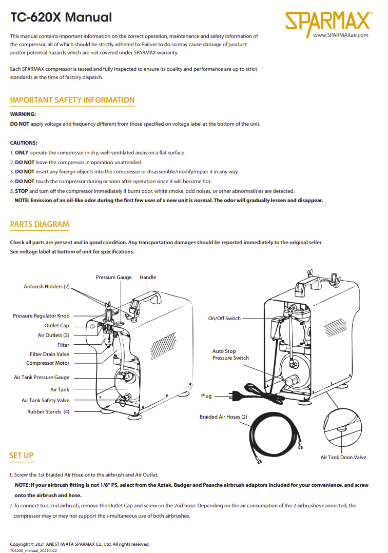 Sparmax TC620X Mini Air Compressor With 2x3m Hose – zdjęcie 5