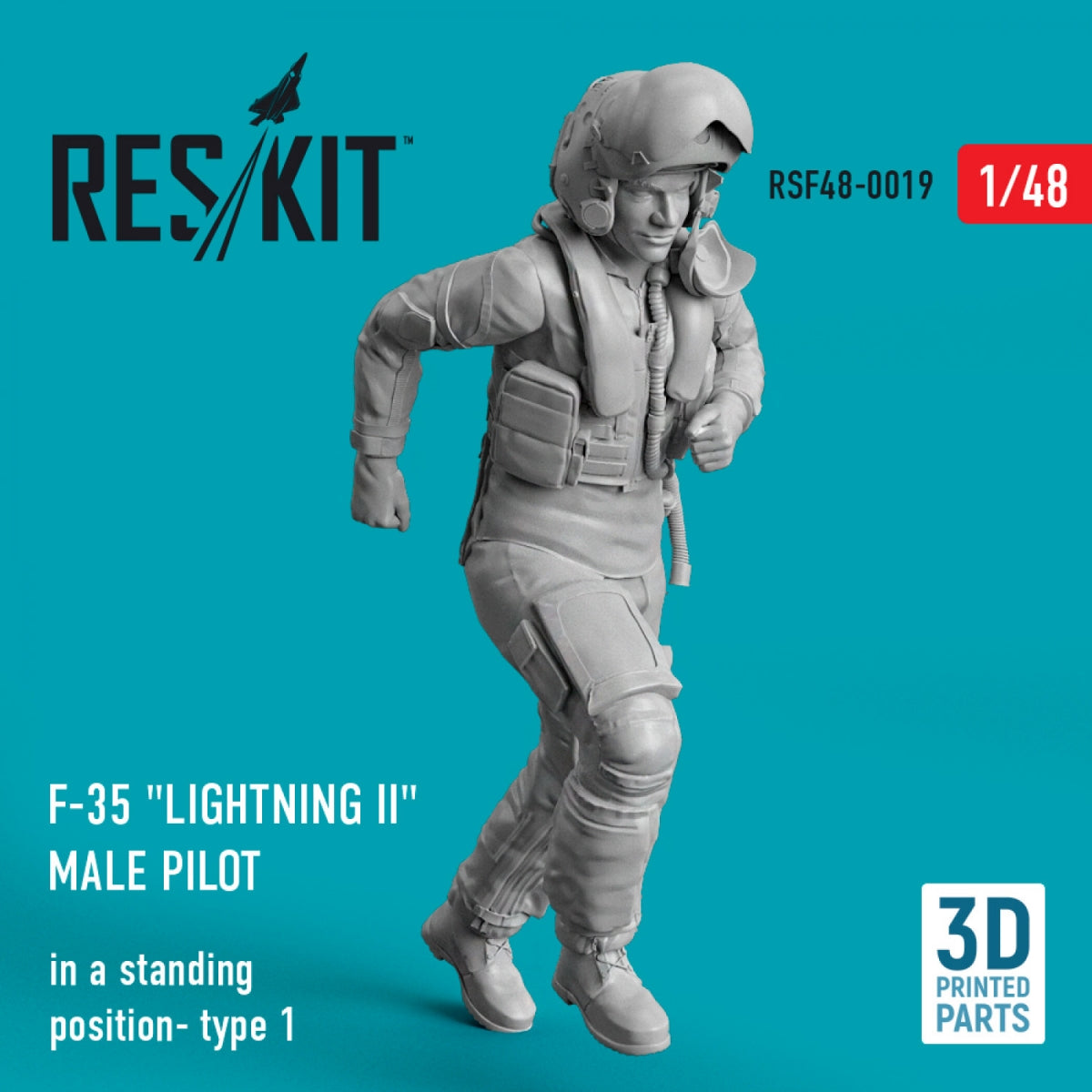 RESKIT RSF48-0019 F-35 &amp;quot;LIGHTNING II&amp;quot; MALE PILOT (IN A STANDING POSITION- TYPE 1) (3D PRINTED) 1/48