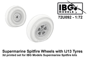 IBG 72U092 Supermarine Spitfire Wheels with IJ13 Tyres - 3d Printed Set 1/72