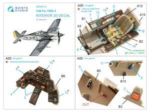 Quinta Studio QD48314 Fw 190A-3 3D-Printed &amp;amp; colored Interior on decal paper (Tamiya) 1/48 – image 2