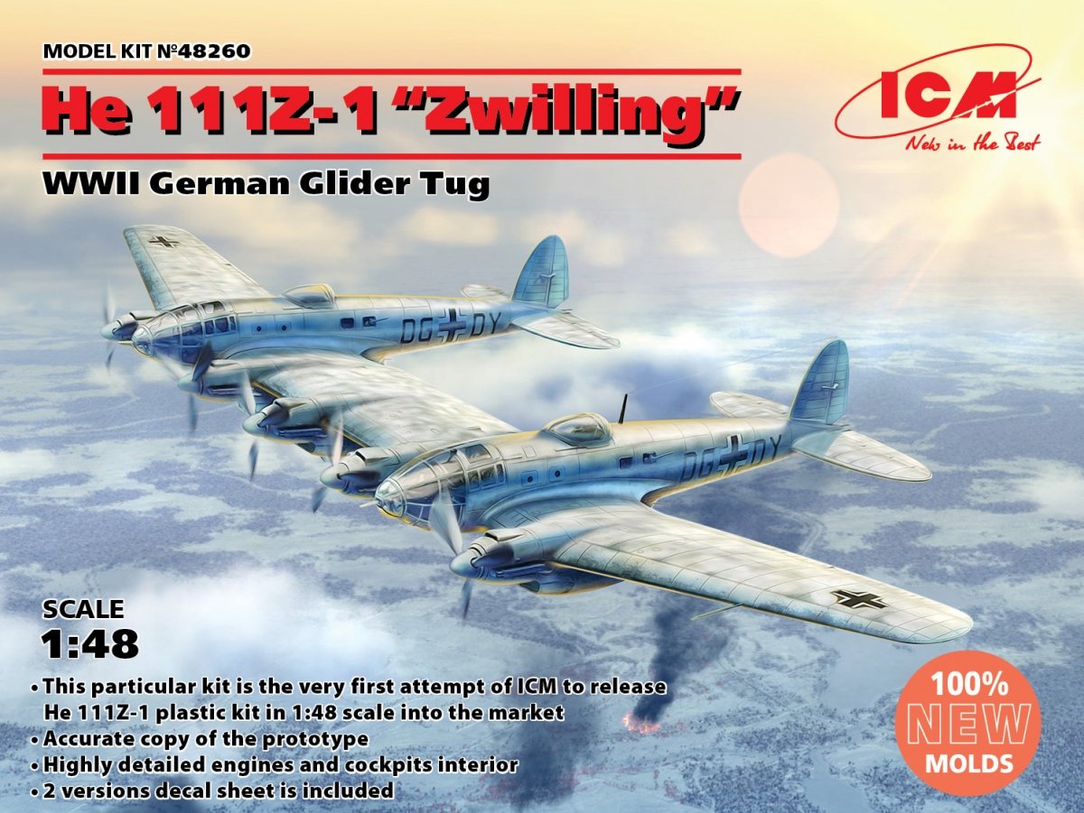 ICM 48260 He 111Z-1 “Zwilling”, WWII German Glider Tug 1/48