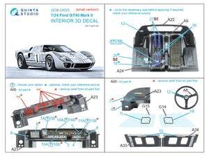 Quinta Studio QDS-24025 Ford GT40 Mark II 3D-Printed &amp; coloured Interior on decal paper (Fujimi) (Small version) 1/24