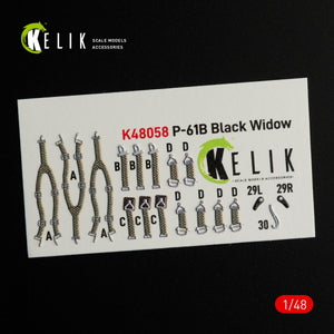 KELIK K48058 P-61B BLACK WIDOW INTERIOR 3D DECALS FOR GWH KIT 1/48 – zdjęcie 2