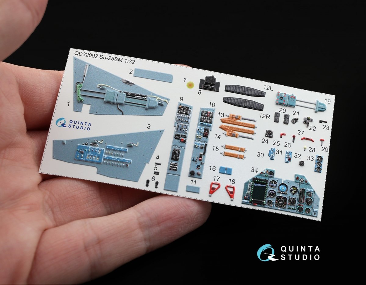 Quinta Studio QD32002 Su-25SM 3D-Printed &amp;amp; colored Interior on decal paper (for Trumpeter kit) 1/32 – image 2
