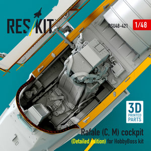 RESKIT RSU48-0421 Rafale (C, M) cockpit (Detailed edition) for HobbyBoss kit (3D printed) 1/48