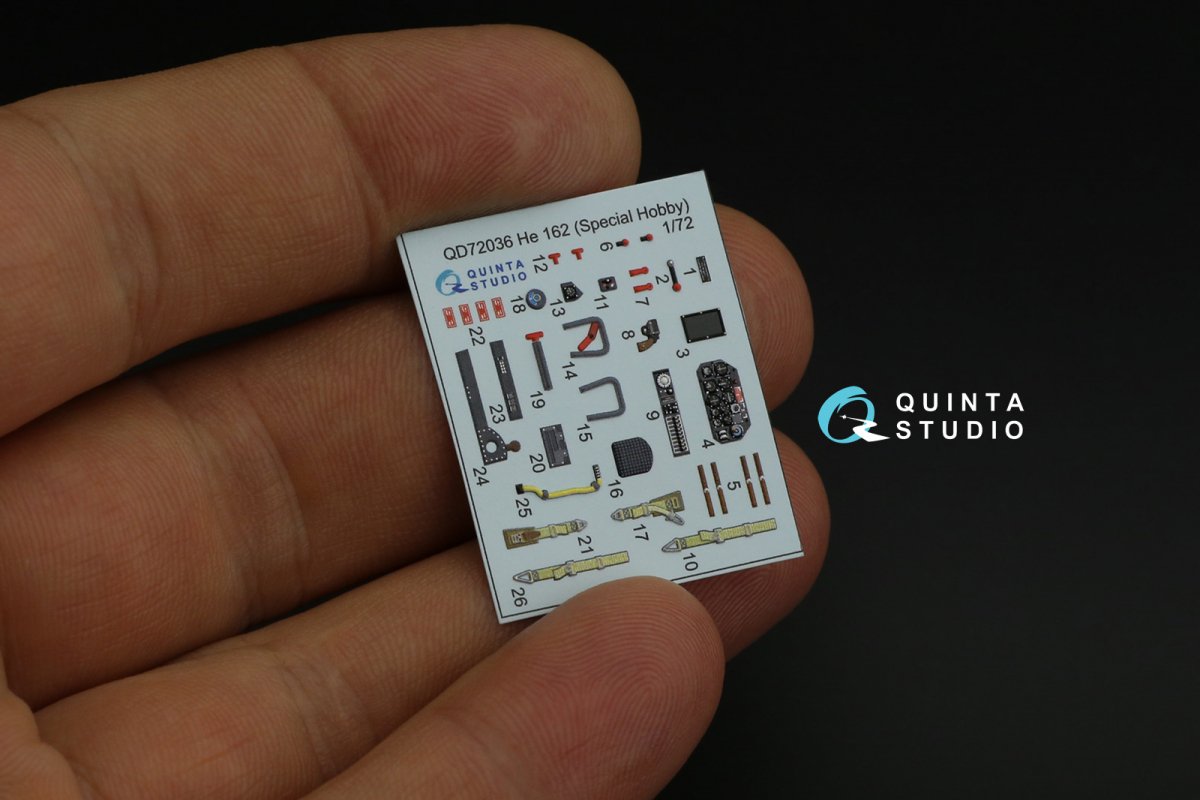 Quinta Studio QD72036 He 162 3D-Printed &amp;amp; coloured Interior on decal paper (Special Hobby) 1/72 – zdjęcie 8