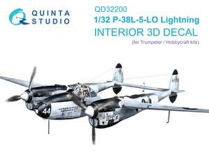 Quinta Studio QD32200 P-38L-5-LO Lightning 3D-Printed &amp;amp; colored Interior on decal paper (Trumpeter/Hobbycraft) 1/32