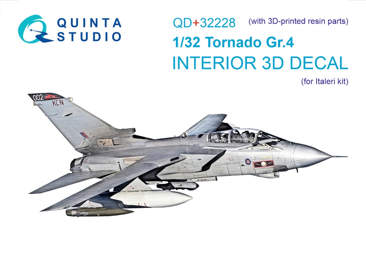 Quinta Studio QD+32228 Tornado Gr.4 3D-Printed &amp;amp; coloured Interior on decal paper (Italeri) (with 3D-printed resin parts) 1/32