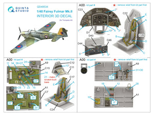 Quinta Studio QD48534 Fairey Fulmar Mk.II 3D-Printed &amp;amp; coloured Interior on decal paper (Trumpeter) 1/48 – imagen 2