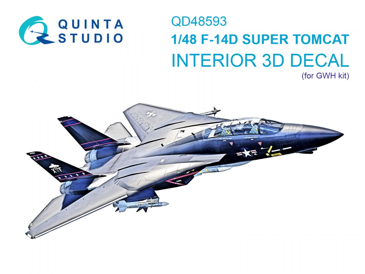 Quinta Studio QD48593 F-14D Super Tomcat 3D-Printed & coloured Interior on decal paper (GWH) 1/48