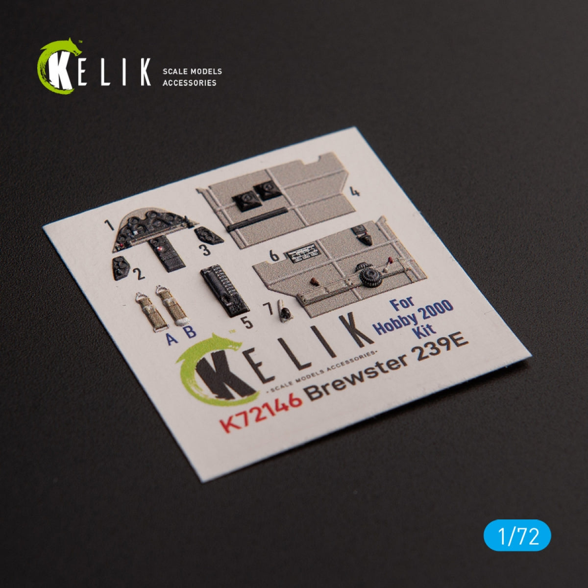 KELIK K72146 Brewster 239E - interior 3D decals for Hobby 2000/Hasegawa kit 1/72