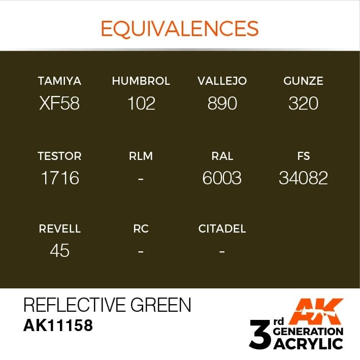 AK Interactive AK11158 REFLECTIVE GREEN – STANDARD 17ml – zdjęcie 3