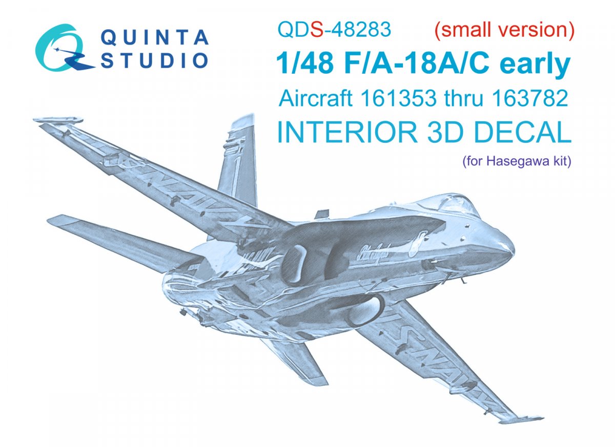 Quinta Studio QDS-48283 F/A-18A / C early 3D-Printed & coloured Interior on decal paper (Hasegawa) (Small version) 1/48
