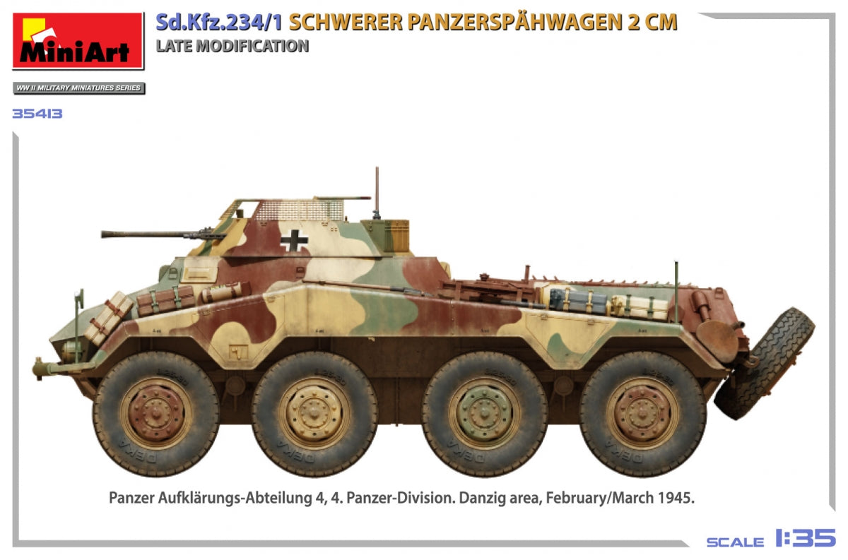 MiniArt 35413 Sd.Kfz.234/1 Schwerer Panzerspähwagen (2 cm). Late Mod 1/35 – zdjęcie 6