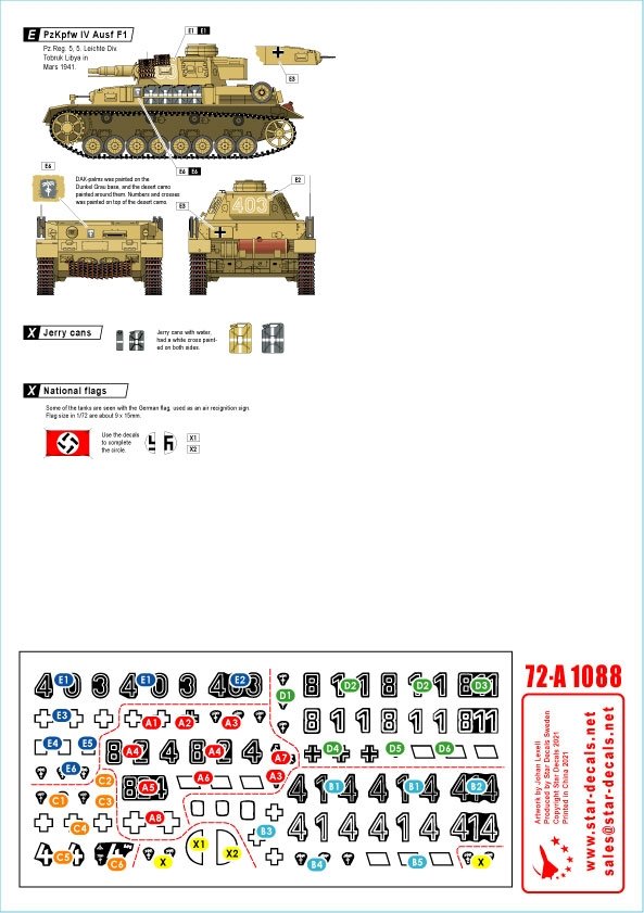 Star Decals 72-A1088 Panzer in the Desert # 5. PzKpfw IV Ausf D, D/E Hybrid, E and F1, in North Africa 1/72 – image 2
