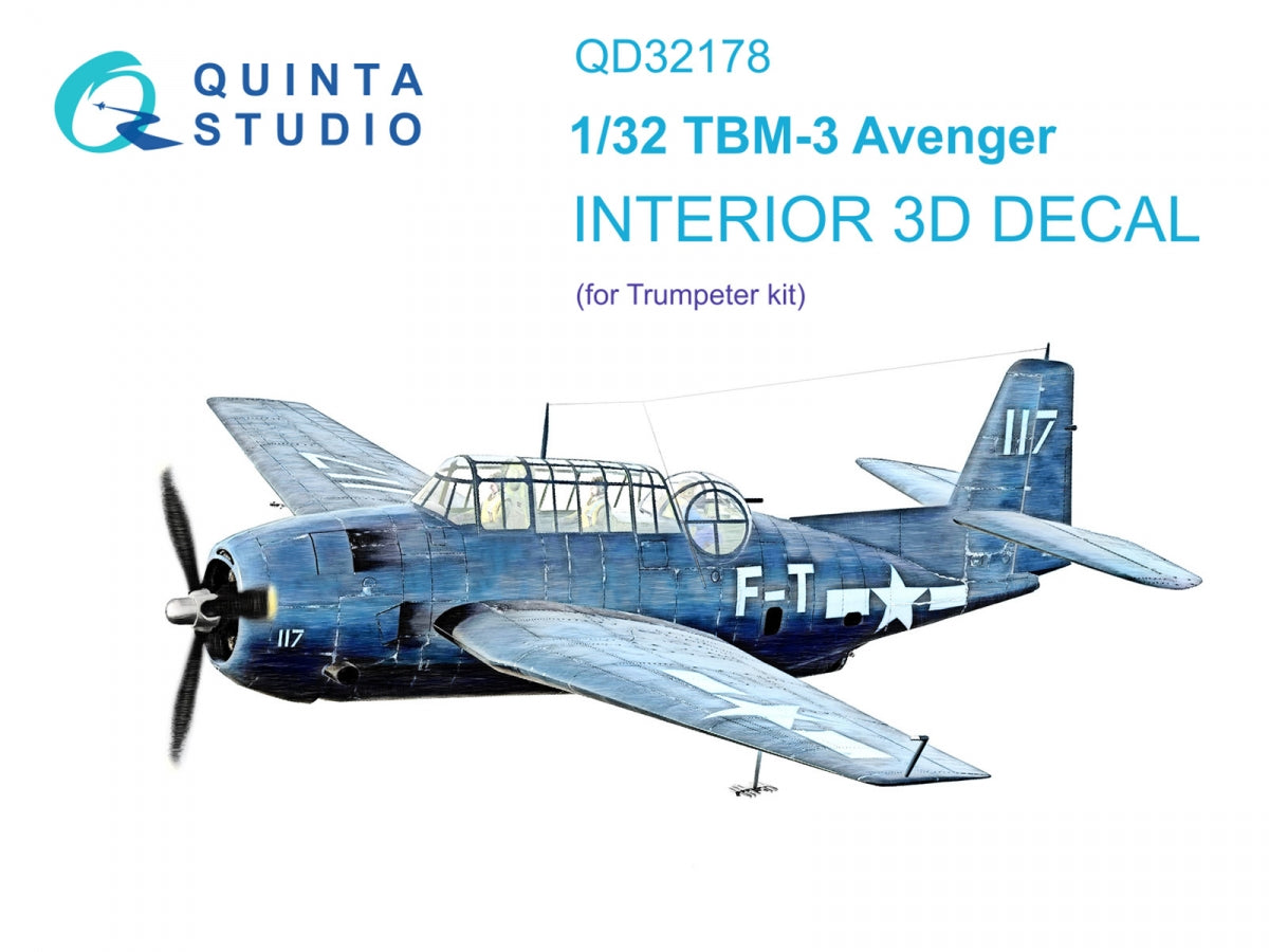 Quinta Studio QD32178 TBM-3 Avenger 3D-Printed colored Interior on decal paper (Trumpeter) 1/32