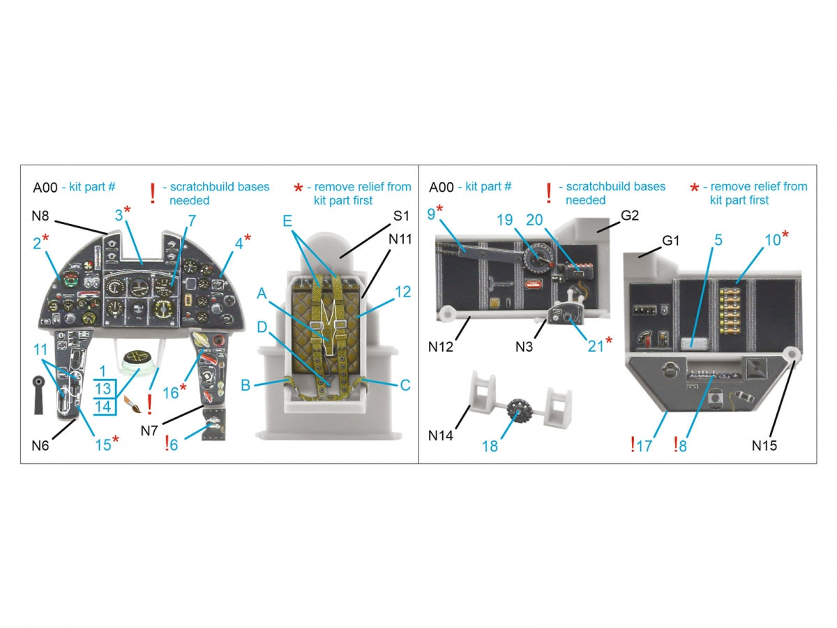 Quinta Studio QD48503 Typhoon Mk.Ib late 3D-Printed &amp;amp; coloured Interior on decal paper (Hasegawa/Italeri) 1/48 – zdjęcie 2
