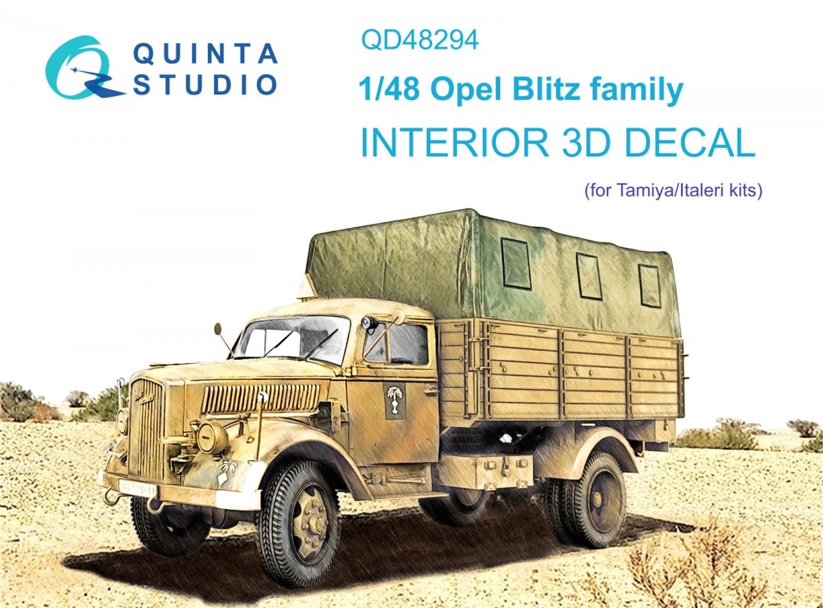 Quinta Studio QD48294 Opel Blitz family 3D-Printed &amp;amp; colored Interior on decal paper (Tamiya/Italeri) 1/48