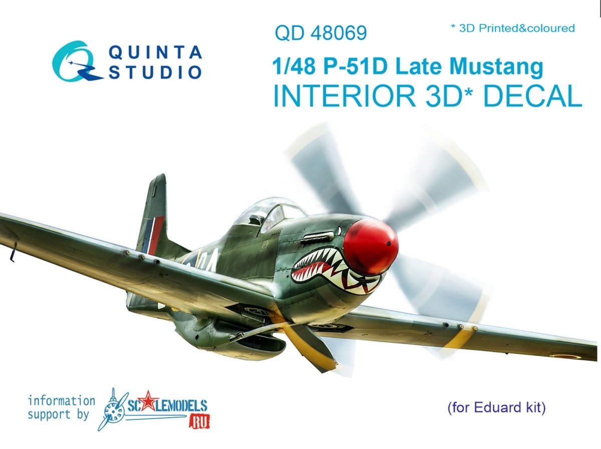Quinta Studio QD48069 P-51D (Late) 3D-Printed &amp;amp; coloured Interior on decal paper (for Eduard kit) 1/48