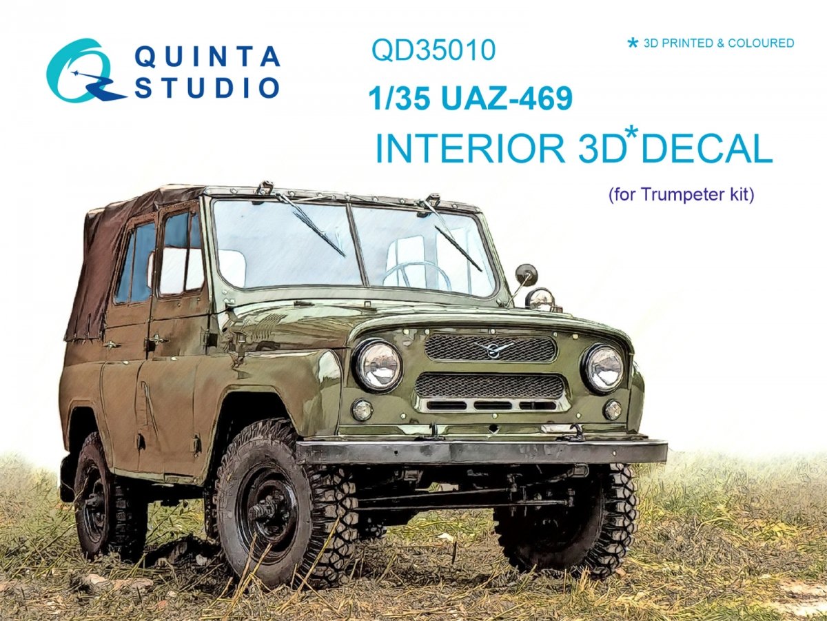 Quinta Studio QD35010 UAZ 469 3D-Printed &amp;amp; coloured Interior on decal paper (for Trumpeter kit) 1/35