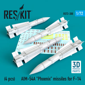 RESKIT RS72-0388 AIM-54A &amp;quot;PHOENIX&amp;quot; MISSILES FOR F-14 (4PCS) 1/72
