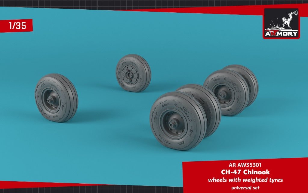 Armory Models AW35301 CH-47 Chinook wheels w/ weighted tires 1/35 – zdjęcie 3