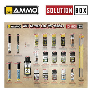 AMMO of Mig Jimenez 7729 SOLUTION BOX 23 – WWII German Late War Vehicles. Colors and Weathering System – zdjęcie 3