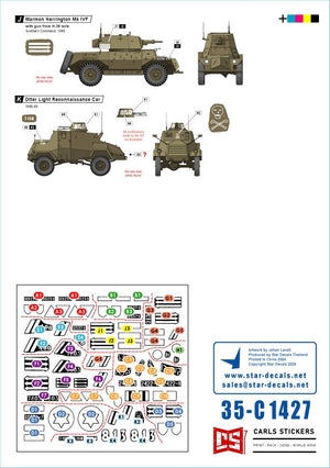 Star Decals 35-C1427 Early IDF markings # 1. Israeli armoured cars and AFVs in 1948-49. Daimler AC Mk 2, Humber AC Mk IV, Humber LRC, Marmon-Herrington Mk IVF, M3 White Scout Car, Humber SC, CMP C15TA. 1/35 – zdjęcie 3
