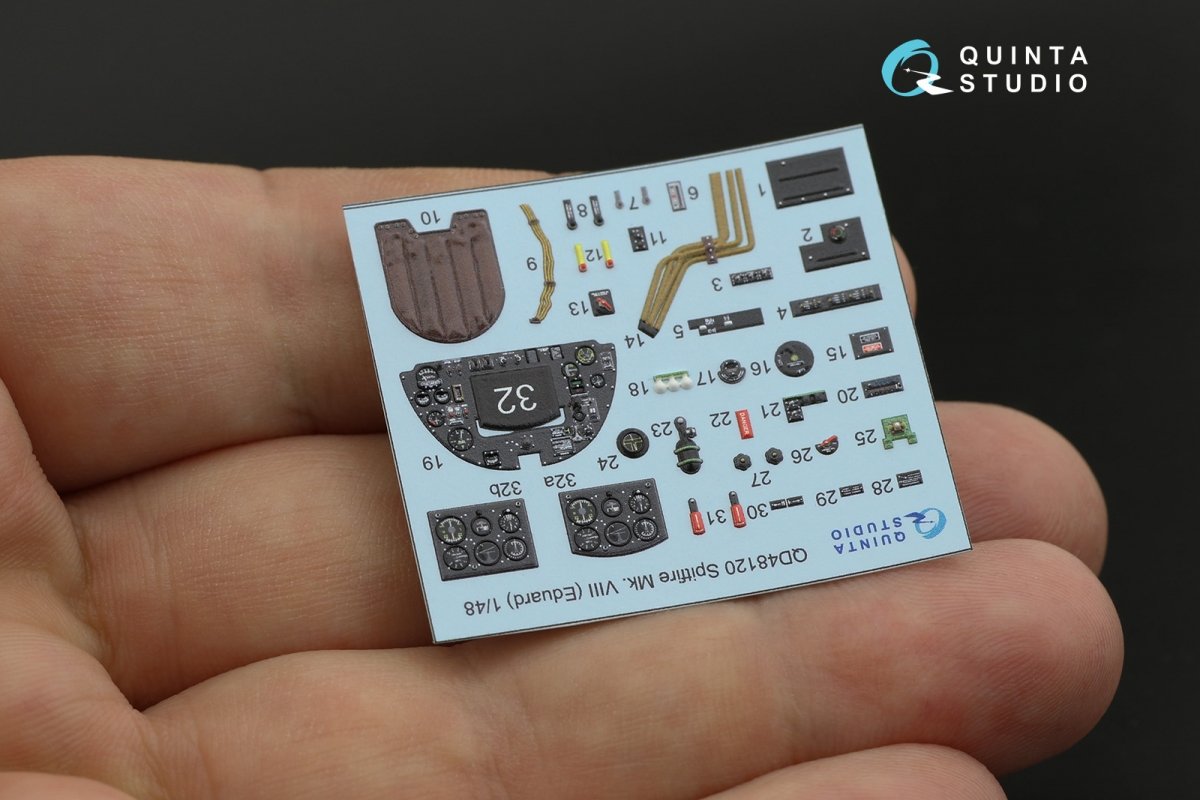 Quinta Studio QD48120 Spitfire Mk.VIII 3D-Printed &amp;amp; coloured Interior on decal paper (Eduard) 1/48 – zdjęcie 3