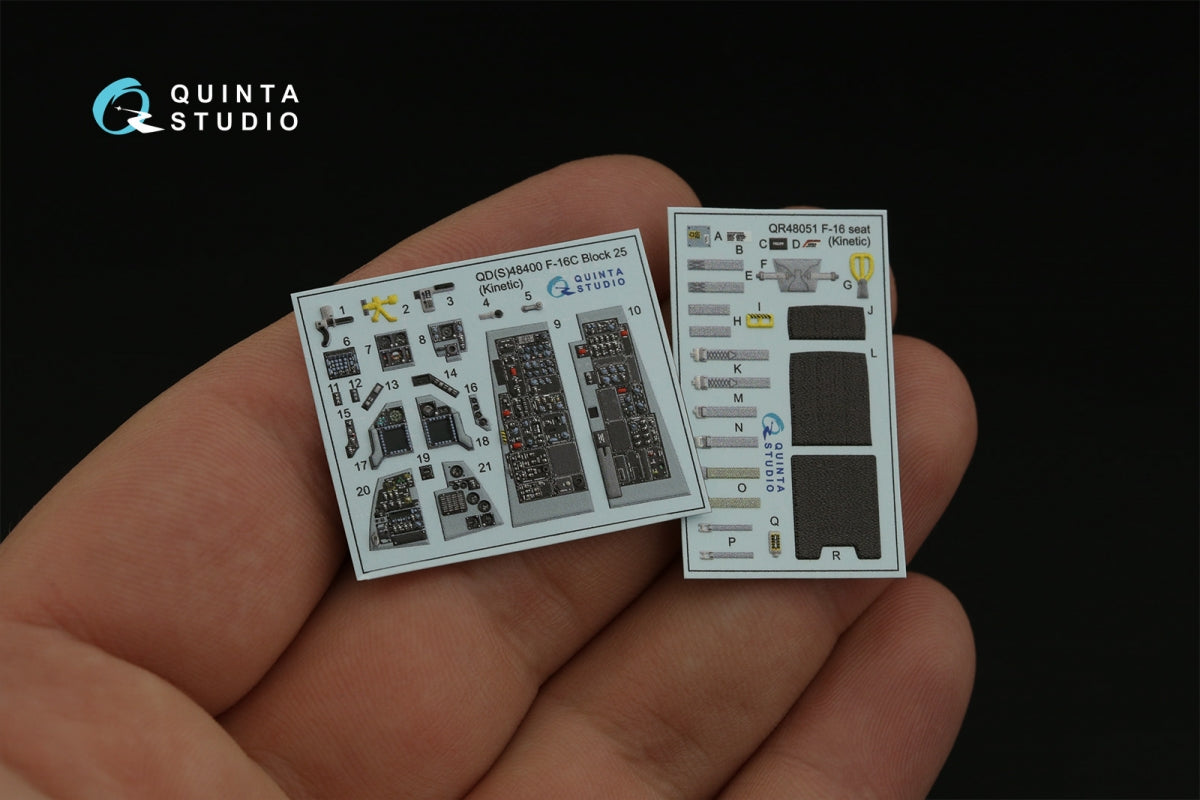 Quinta Studio QD48400 F-16C block 25 3D-Printed &amp;amp; colored Interior on decal paper (Kinetic 2022 tool) 1/48 – image 5