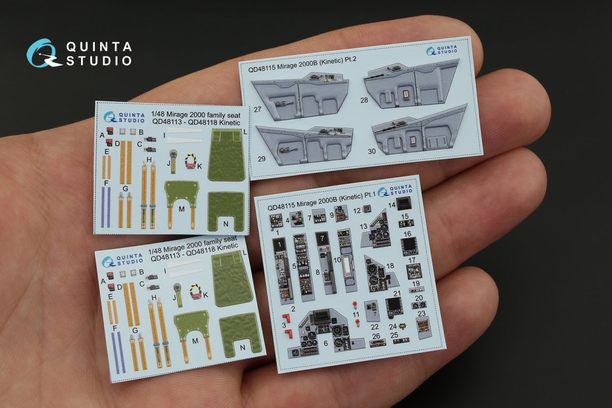 Quinta Studio QD48115 Mirage 2000B 3D-Printed &amp;amp; colored Interior on decal paper (for Kinetic kit) 1/48 – image 2