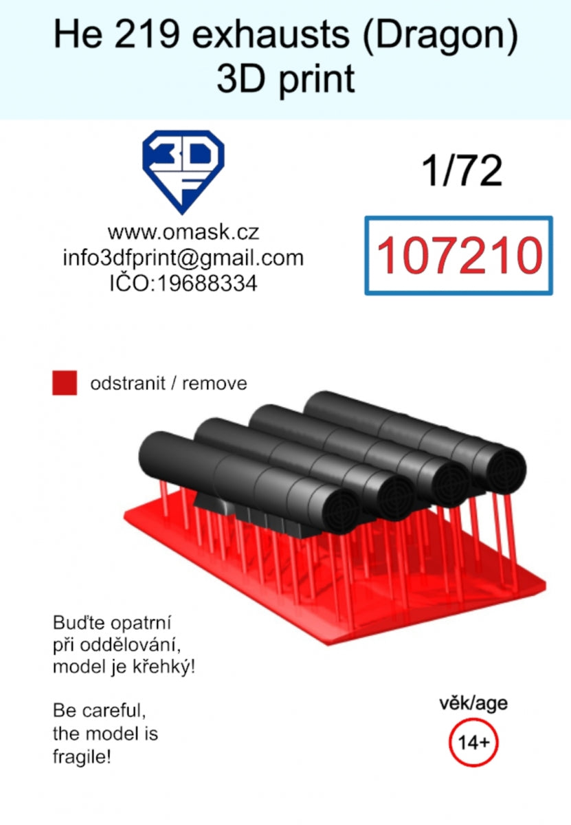 Omask 107210 He 219 exhausts (Dragon) 3D print 1/72 – image 2