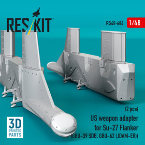 RESKIT RS48-0604 US weapon adapter for Su-27 Flanker (2 pcs) (GBU-39 SDB, GBU-62 (JDAM-ER)) (3D Printed) 1/48
