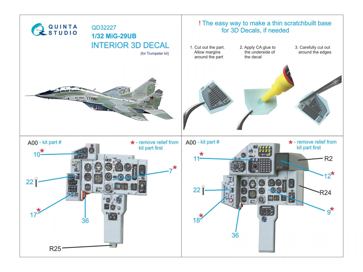 Quinta Studio QD32227 MiG-29UB 3D-Printed &amp;amp; colored Interior (Trumpeter) 1/32 – image 2