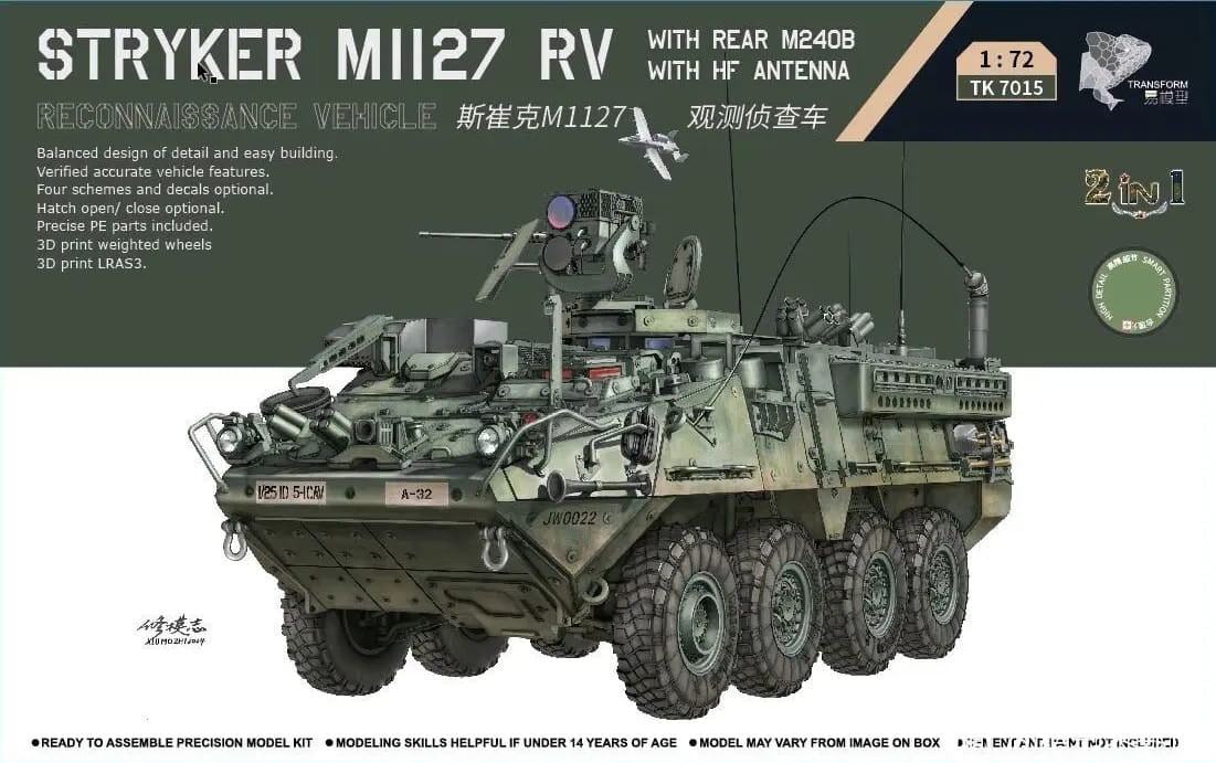 Border Model TK-7015 Stryker M1127 RV with Rear M240B and HF Antenna 1/72