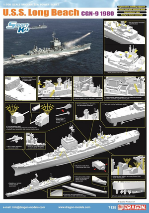 Dragon 7135 USS Long Beach CGN-9 1980 1/700