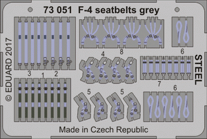 Ceintures de sécurité Eduard 73051 F-4, acier gris, échelle 1/72