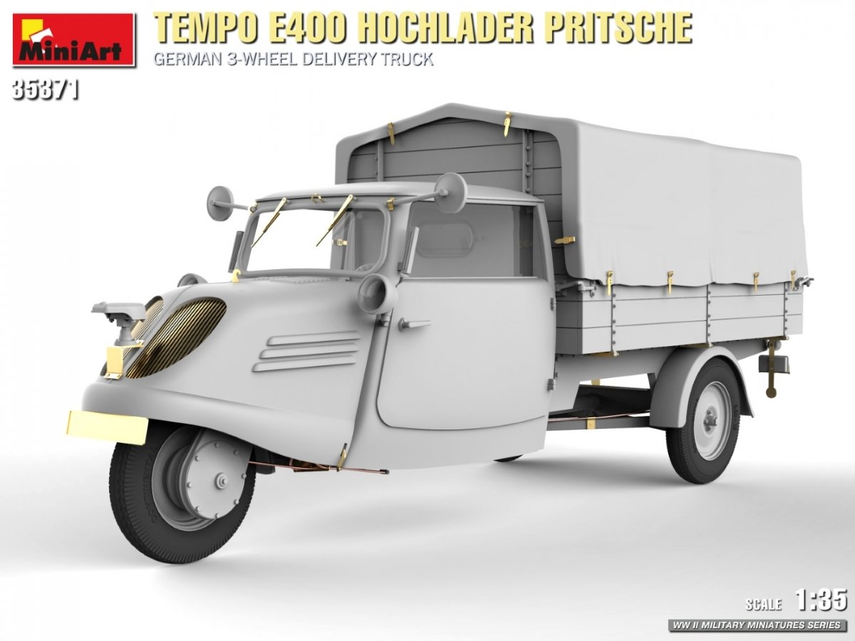 MiniArt 35371 Tempo E400 Hochlader Pritsche German 3-wheel delivery truck 1/35 – zdjęcie 7