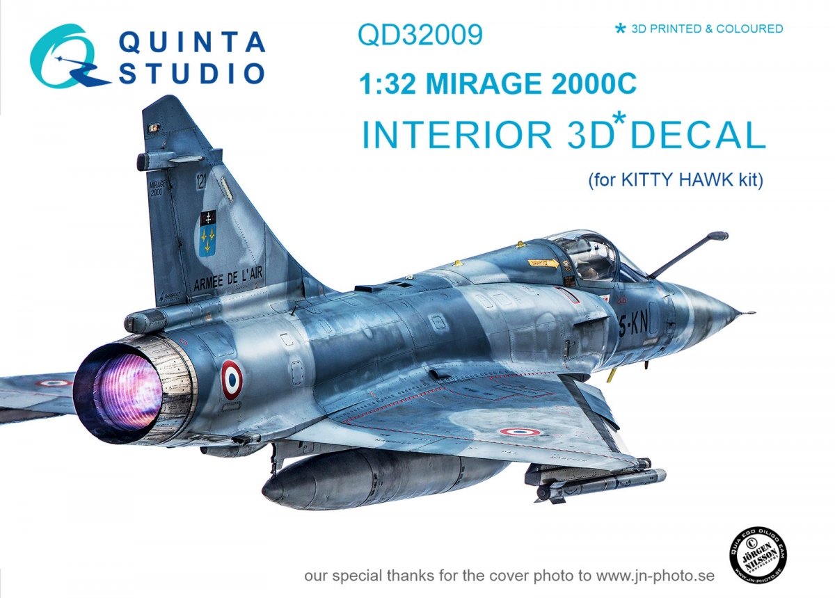 Quinta Studio QD32009 Mirage 2000C 3D-Printed &amp;amp; colored Interior on decal paper (for Kitty Hawk kit) 1/32