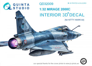 Quinta Studio QD32009 Mirage 2000C 3D-Printed &amp;amp; colored Interior on decal paper (for Kitty Hawk kit) 1/32