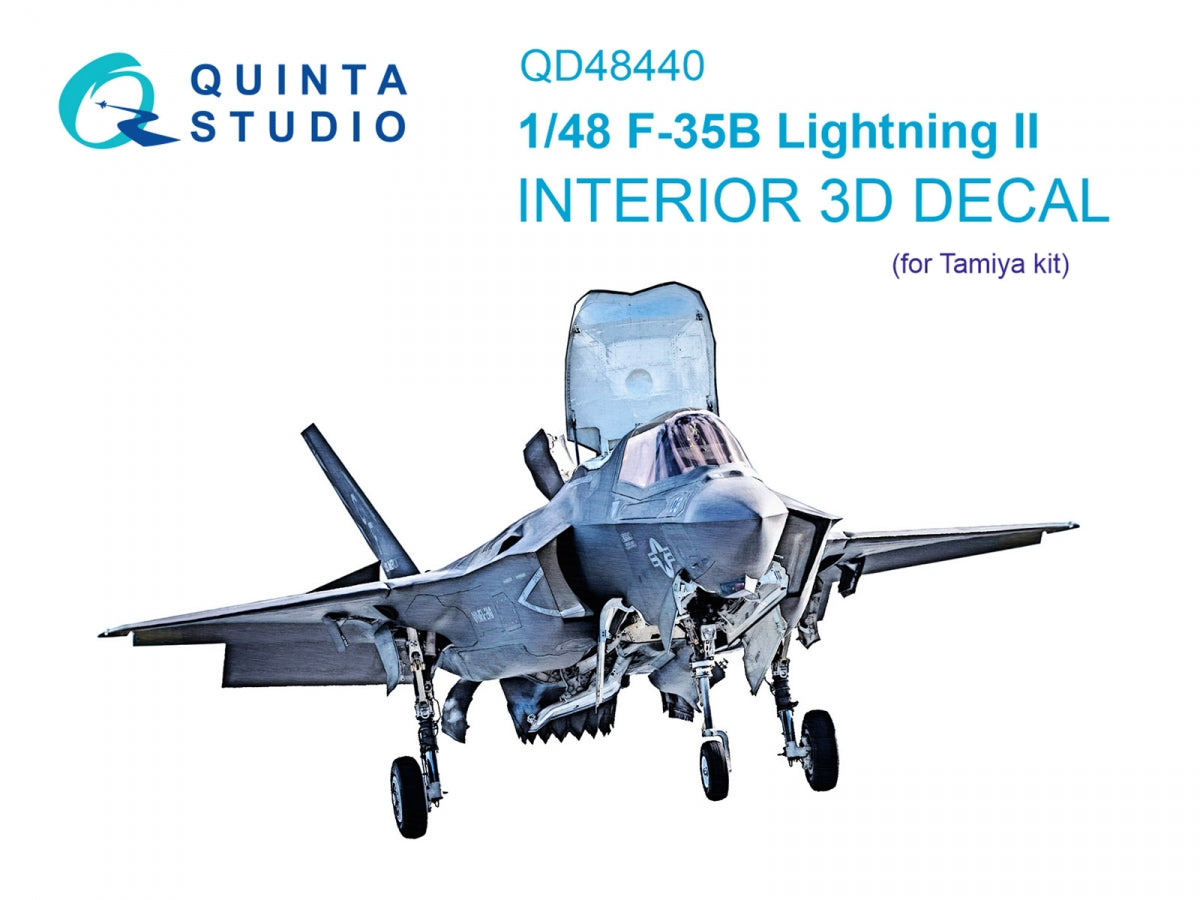 Quinta Studio QD48440 F-35B 3D-Printed &amp;amp; coloured Interior on decal paper (Tamiya) 1/48